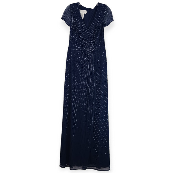 David's Bridal Beaded Short Sleeve V-Neck Dress Pleats SZ 8 NWT STYLE# WGINCL761 - Picture 2 of 10